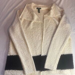 Lauren Ralph Lauren color block black stripe wool blend cardigan size XL
